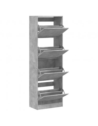 Scarpiera 4 Cassetti Ribaltabili Grigio Cemento 60x34x187,5 cm