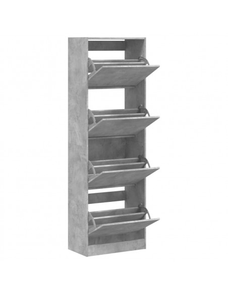 Scarpiera 4 Cassetti Ribaltabili Grigio Cemento 60x34x187,5 cm
