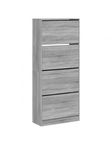 Scarpiera 4 Cassetti Ribaltabili Grigio Sonoma 80x34x187,5 cm