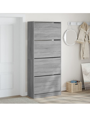 Scarpiera 4 Cassetti Ribaltabili Grigio Sonoma 80x34x187,5 cm