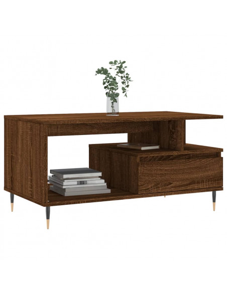 Tavolino Salotto Rovere Marrone 90x49x45 cm Legno Multistrato