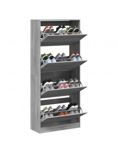 Scarpiera 4 Cassetti Ribaltabili Grigio Sonoma 80x34x187,5 cm