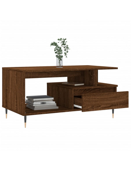 Tavolino Salotto Rovere Marrone 90x49x45 cm Legno Multistrato