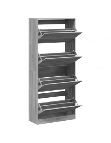 Scarpiera 4 Cassetti Ribaltabili Grigio Sonoma 80x34x187,5 cm