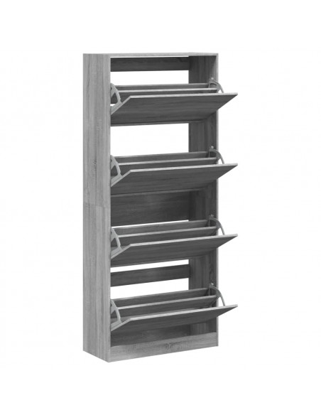 Scarpiera 4 Cassetti Ribaltabili Grigio Sonoma 80x34x187,5 cm