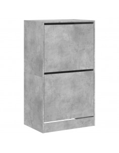 Scarpiera 2 Cassetti Ribaltabili Grigio Cemento 60x42x108 cm 2