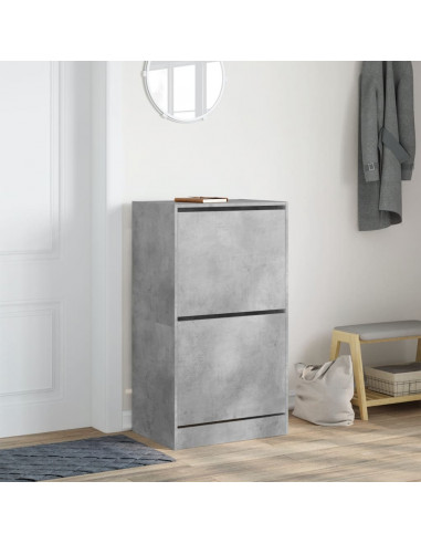 Scarpiera 2 Cassetti Ribaltabili Grigio Cemento 60x42x108 cm