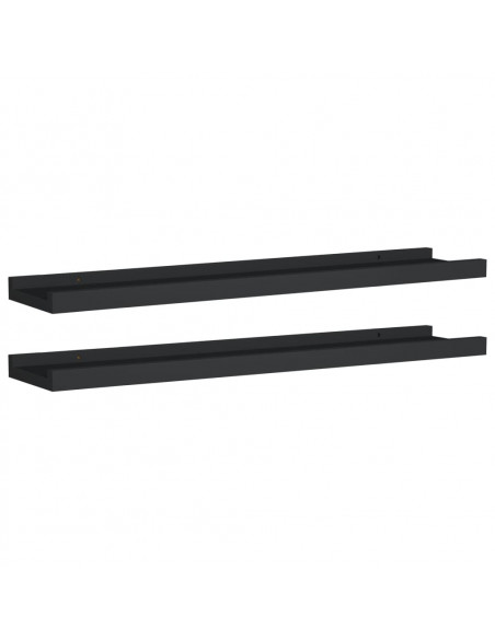 Mensole con Sporgenza 2 pz Nere 60x9x3 cm MDF