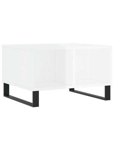 Tavolino Salotto Bianco Lucido 60x50x36,5 cm Legno Multistrato