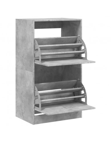 Scarpiera 2 Cassetti Ribaltabili Grigio Cemento 60x42x108 cm