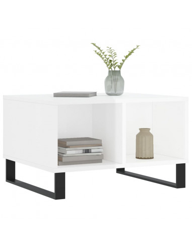 Tavolino Salotto Bianco Lucido 60x50x36,5 cm Legno Multistrato