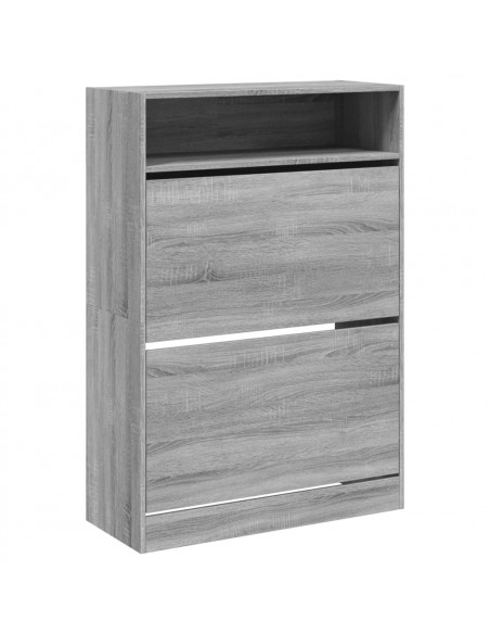 Scarpiera 2 Cassetti Ribaltabili Grigio Sonoma 80x34x116 cm