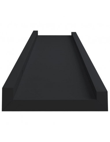 Mensole con Sporgenza 2 pz Nere 60x9x3 cm MDF