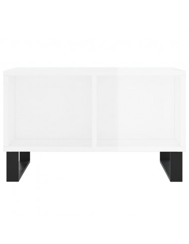Tavolino Salotto Bianco Lucido 60x50x36,5 cm Legno Multistrato