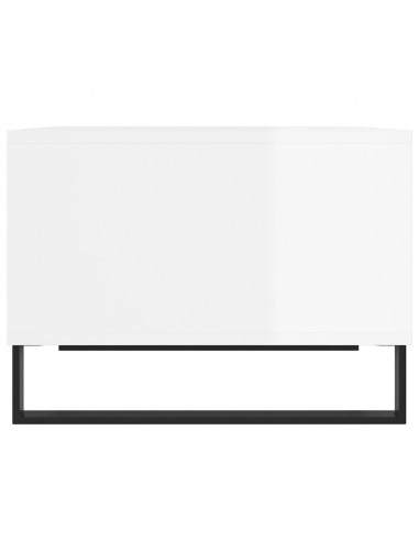 Tavolino Salotto Bianco Lucido 60x50x36,5 cm Legno Multistrato