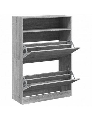 Scarpiera 2 Cassetti Ribaltabili Grigio Sonoma 80x34x116 cm