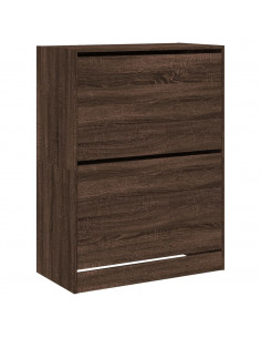 Scarpiera con 2 Cassetti Ribaltabili Rovere Marrone 80x42x108cm 2