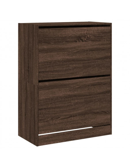 Scarpiera con 2 Cassetti Ribaltabili Rovere Marrone 80x42x108cm