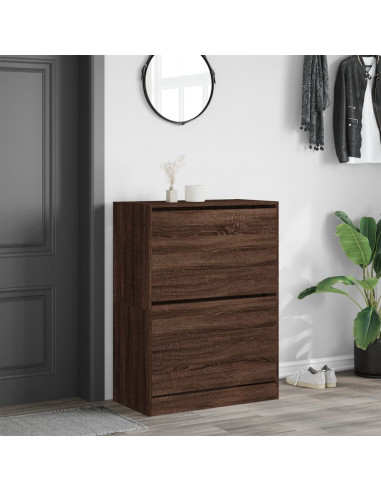 Scarpiera con 2 Cassetti Ribaltabili Rovere Marrone 80x42x108cm