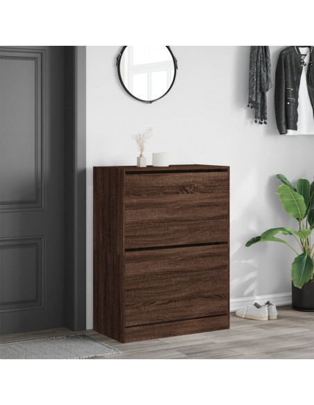 Scarpiera con 2 Cassetti Ribaltabili Rovere Marrone 80x42x108cm
