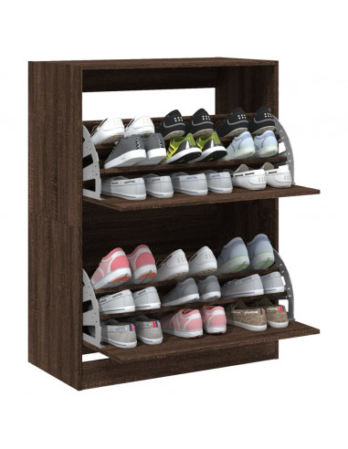 Scarpiera con 2 Cassetti Ribaltabili Rovere Marrone 80x42x108cm