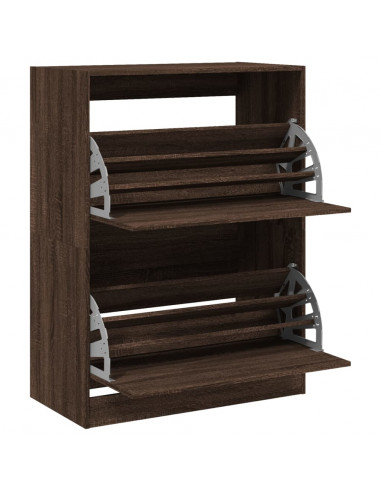 Scarpiera con 2 Cassetti Ribaltabili Rovere Marrone 80x42x108cm