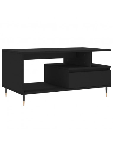 Tavolino da Salotto Nero 90x49x45 cm in Legno Multistrato