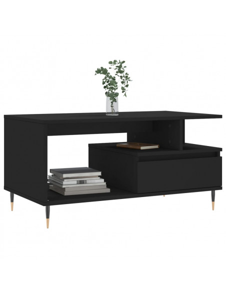 Tavolino da Salotto Nero 90x49x45 cm in Legno Multistrato