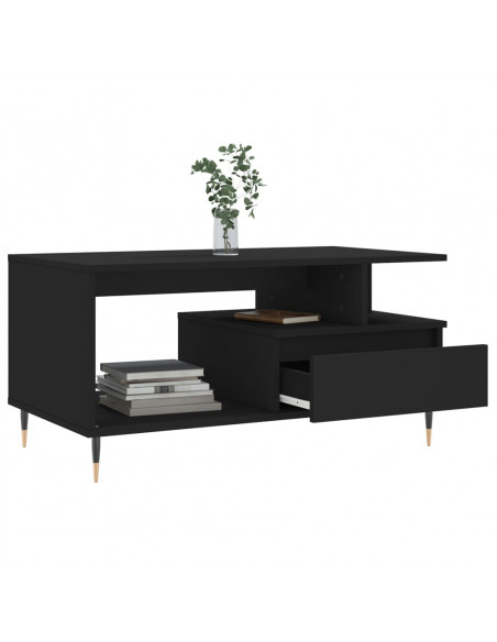 Tavolino da Salotto Nero 90x49x45 cm in Legno Multistrato