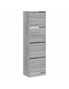 Scarpiera 4 Cassetti Ribaltabili Grigio Sonoma 60x42x204 cm 2