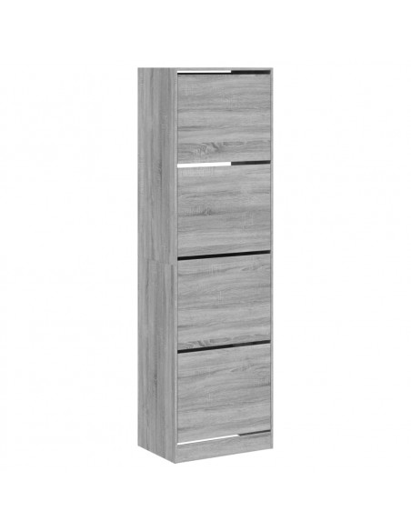 Scarpiera 4 Cassetti Ribaltabili Grigio Sonoma 60x42x204 cm