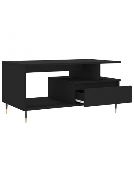 Tavolino da Salotto Nero 90x49x45 cm in Legno Multistrato
