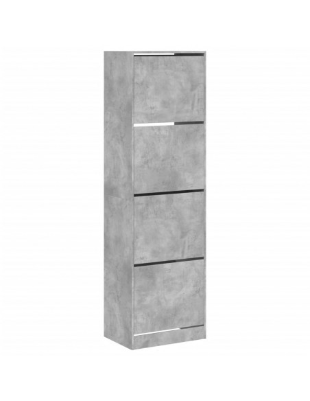 Scarpiera 4 Cassetti Ribaltabili Grigio Cemento 60x42x204 cm