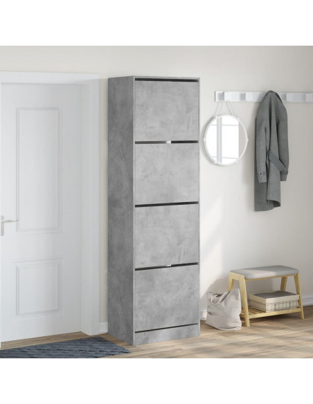 Scarpiera 4 Cassetti Ribaltabili Grigio Cemento 60x42x204 cm