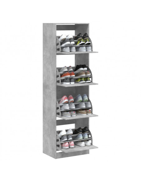 Scarpiera 4 Cassetti Ribaltabili Grigio Cemento 60x42x204 cm