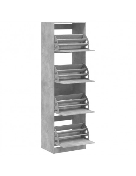 Scarpiera 4 Cassetti Ribaltabili Grigio Cemento 60x42x204 cm