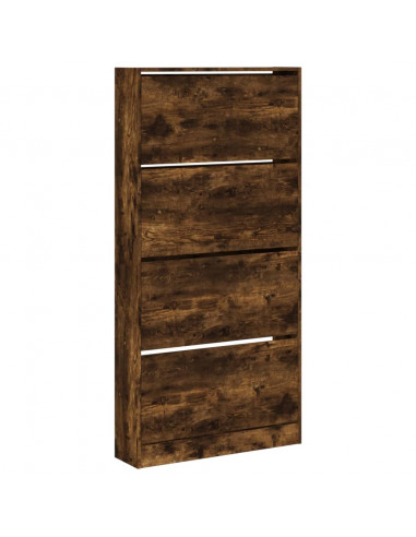 Scarpiera con 4 Cassetti Ribaltabili Rovere Fumo 80x21x163,5 cm