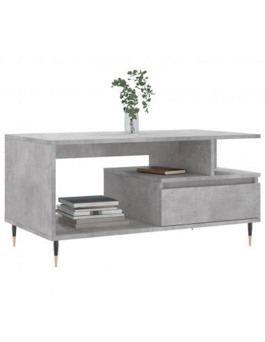 Tavolino Salotto Grigio Cemento 90x49x45 cm Legno Multistrato