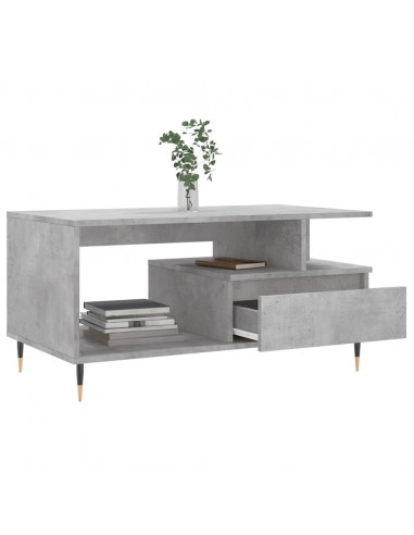 Tavolino Salotto Grigio Cemento 90x49x45 cm Legno Multistrato
