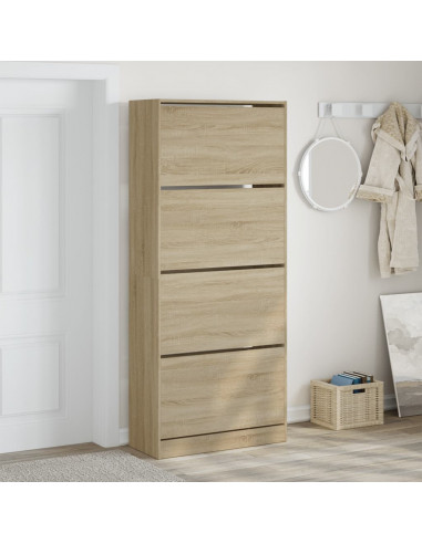 Scarpiera 4 Cassetti Ribaltabili Rovere Sonoma 80x34x187,5 cm