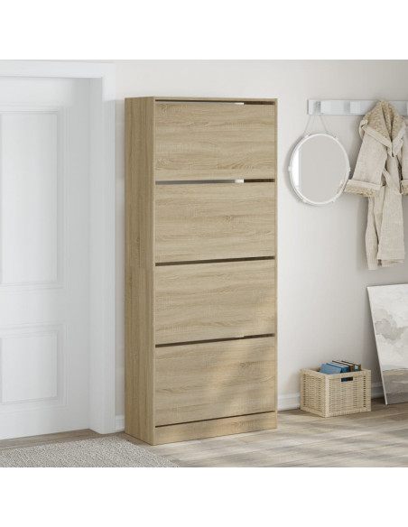 Scarpiera 4 Cassetti Ribaltabili Rovere Sonoma 80x34x187,5 cm