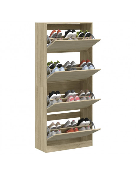 Scarpiera 4 Cassetti Ribaltabili Rovere Sonoma 80x34x187,5 cm