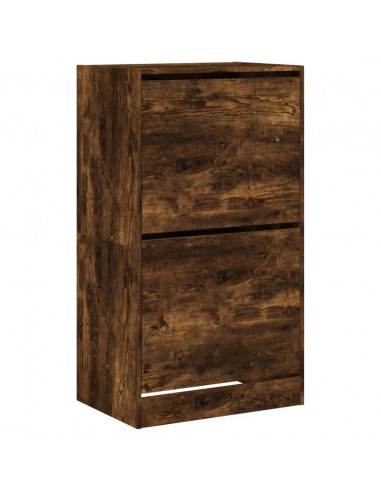 Scarpiera con 2 Cassetti Ribaltabili Rovere Fumo 60x42x180 cm