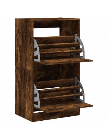 Scarpiera con 2 Cassetti Ribaltabili Rovere Fumo 60x42x180 cm