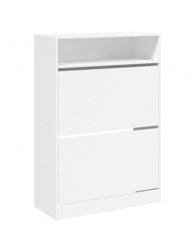 Scarpiera con 2 Cassetti Ribaltabili Bianca 80x34x116 cm