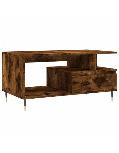 Tavolino da Salotto Rovere Fumo 90x49x45 cm Legno Multistrato