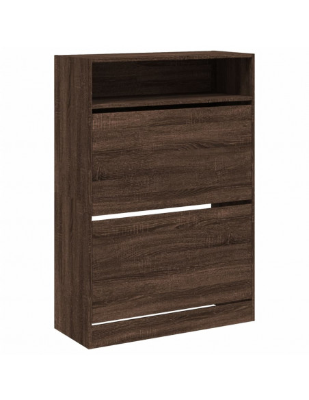 Scarpiera con 2 Cassetti Ribaltabili Rovere Marrone 80x34x116cm