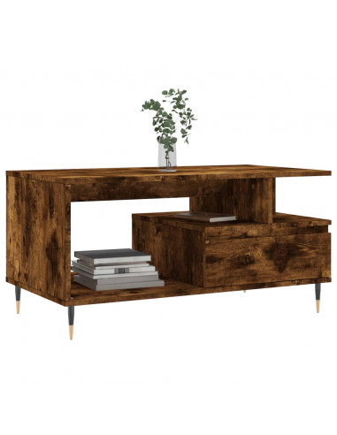 Tavolino da Salotto Rovere Fumo 90x49x45 cm Legno Multistrato