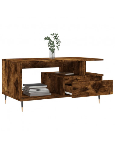 Tavolino da Salotto Rovere Fumo 90x49x45 cm Legno Multistrato