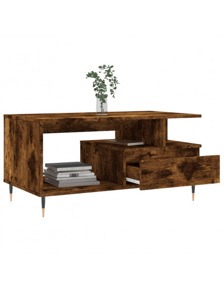 Tavolino da Salotto Rovere Fumo 90x49x45 cm Legno Multistrato